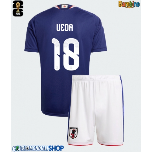 Maglie da calcio Giappone Ayase Ueda #18 Prima Maglia Bambino Mondiali 2026  Manica Corta + Pantaloni corti)